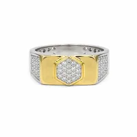 Golden Hexagon Pavé Ring