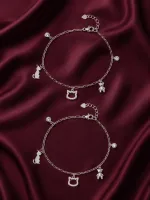 Cute Charm Trio Silver Anklet