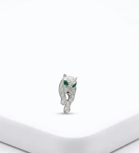 Diamond Panther / Leopard Collar Brooch (Men’s Lapel & Collar Pin)