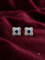 Royal Sapphire Halo Stud Earrings