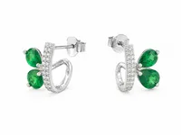 Green Leaf Crystal Stud Earrings