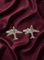 Silver Airplane Cufflinks (Aviation Style Cufflinks