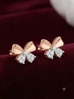Rose Gold Ribbon Diamond Stud Earrings