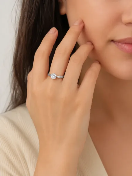 Sterling Silver Elegant Round Solitaire Ring
