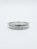 Diagonal Wave Pavé Sterling Silver Ring