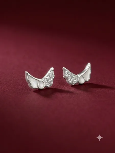 Seraphic Grace: Angel Wing Stud Earrings