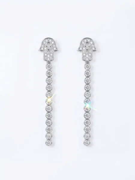 Hamsa Diamond Drop Earring