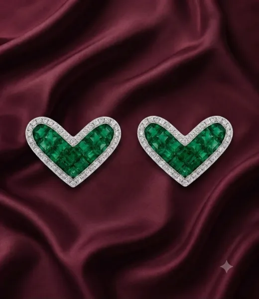 Emerald V Stud Earrings