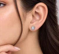 Silver Radiant Square Earring
