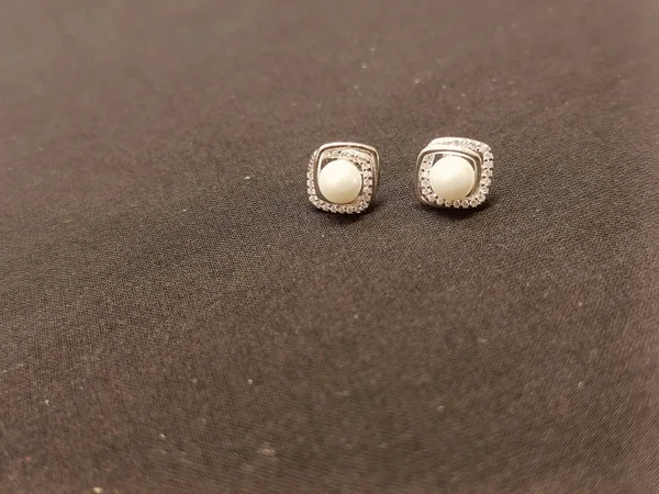 Elegant Pearl Square Halo Stud Earrings