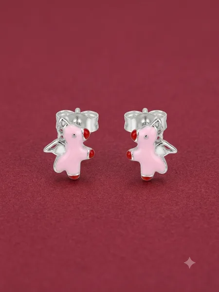 Little Angel Bear Enamel Stud Earrings