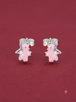 Little Angel Bear Enamel Stud Earrings