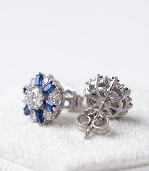 Royal Bloom Sapphire & Diamond Stud Earrings