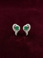 Emerald Sparkle Swirl Stud Earrings