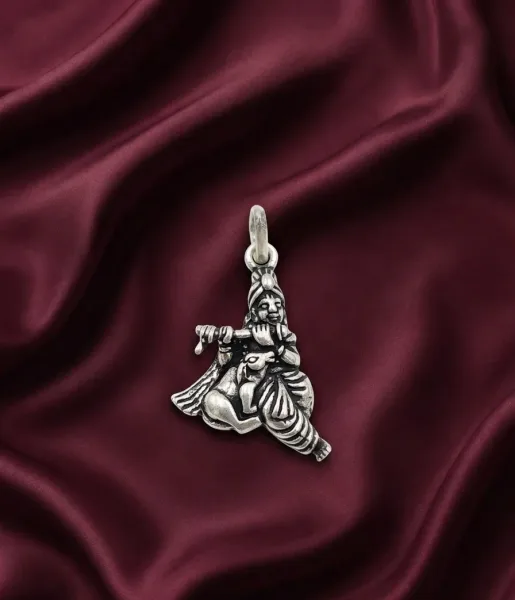 Lord Krishna Silver Pendant