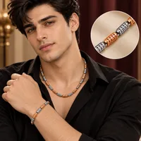 Men’s Two-Tone 925 Sterling Silver Chain & Bracelet Set