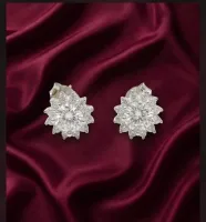 Sparkling Floral Halo Diamond Stud Earrings