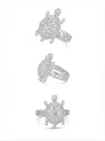 Silver Starburst Turtle Ring