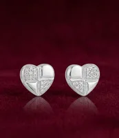 Quadrant Pave Diamond Heart Stud Earrings