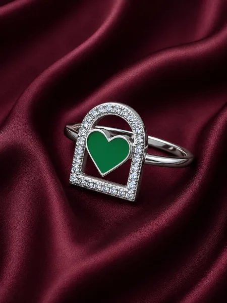Emerald Heart Sparkle Kids Ring