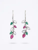 Silver Vine Trio-Gemstone Dangle Earrings