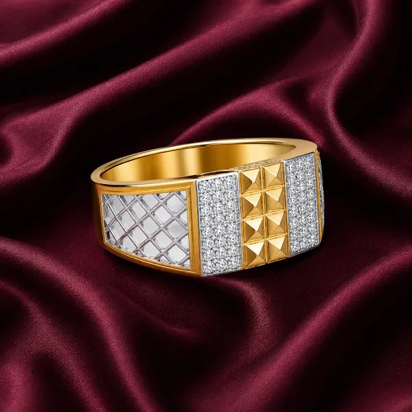 Royal Gold Geometric Pavé Ring