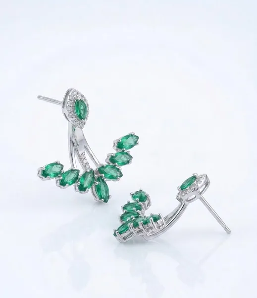 Marquise Emerald Bloom Ear Jackets