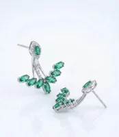 Marquise Emerald Bloom Ear Jackets