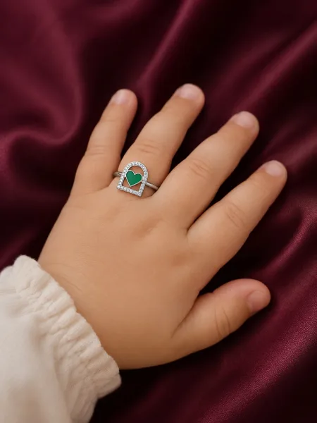 Emerald Heart Sparkle Kids Ring