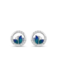 Enchanted Flora Enamel Earrings (Silver & Ocean Blue)