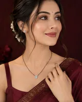 Elegant Oval Halo 925 Silver Mangalsutra