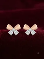 Rose Gold Ribbon Diamond Stud Earrings