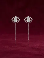 (Alternative: Regal Solitaire Crown Dangle Pull-Through Earrings