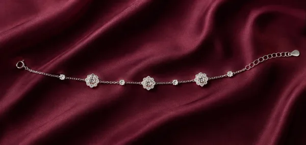 Crystal Floral Charm Bracelet