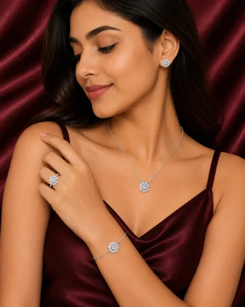 Floral Sparkle Crystal Jewellery Set