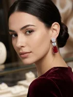 Ruby Red Geometric Drop Earrings