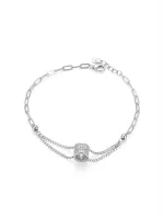 Double Layer Crystal Barrel Bracelet