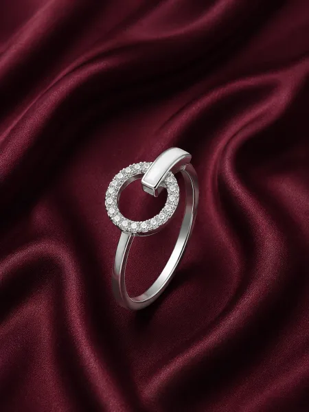 Crystal Circle Silver Ring