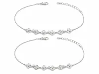 Silver Floral Clover Charm Anklet