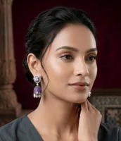 Royal Amethyst & Diamond Illusion Jhumki Earrings