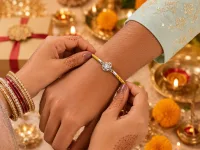 Sunshine Crystal Silver Rakhi
