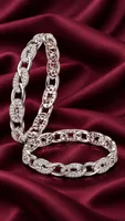 Silver Crystal Link Bangle