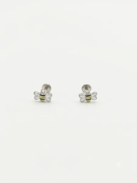 Honeybee Enamel Flat-Back Stud Earrings (Baby / Kids Ear Tops)