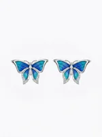 Blue Enamel Butterfly Studs