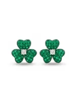 Emerald Clover Stud Earrings