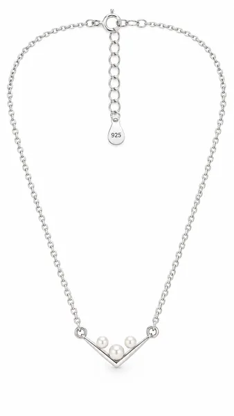 Silver Pearl V pandent chain
