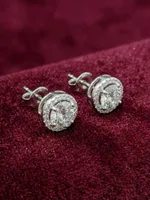 Classic Halo Solitaire Stud Earrings