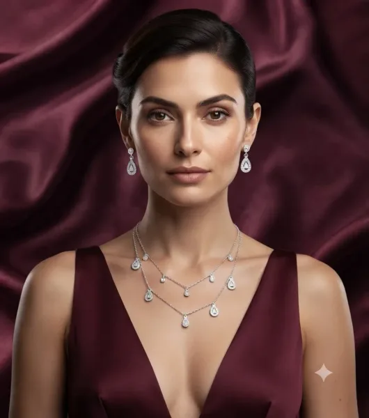 Elegant Teardrop  Necklace & Earring Set