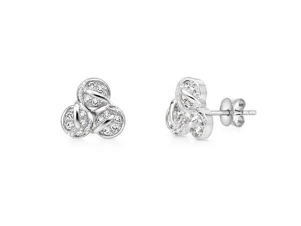 Triple Loop Crystal 925 Sterling Silver Earrings