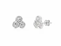 Triple Loop Crystal 925 Sterling Silver Earrings